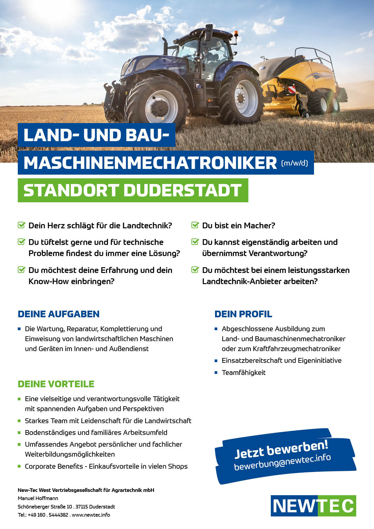 NEWTEC_Stellenanzeige_Land-_und_Baumaschinenmechatroniker_Duderstadt