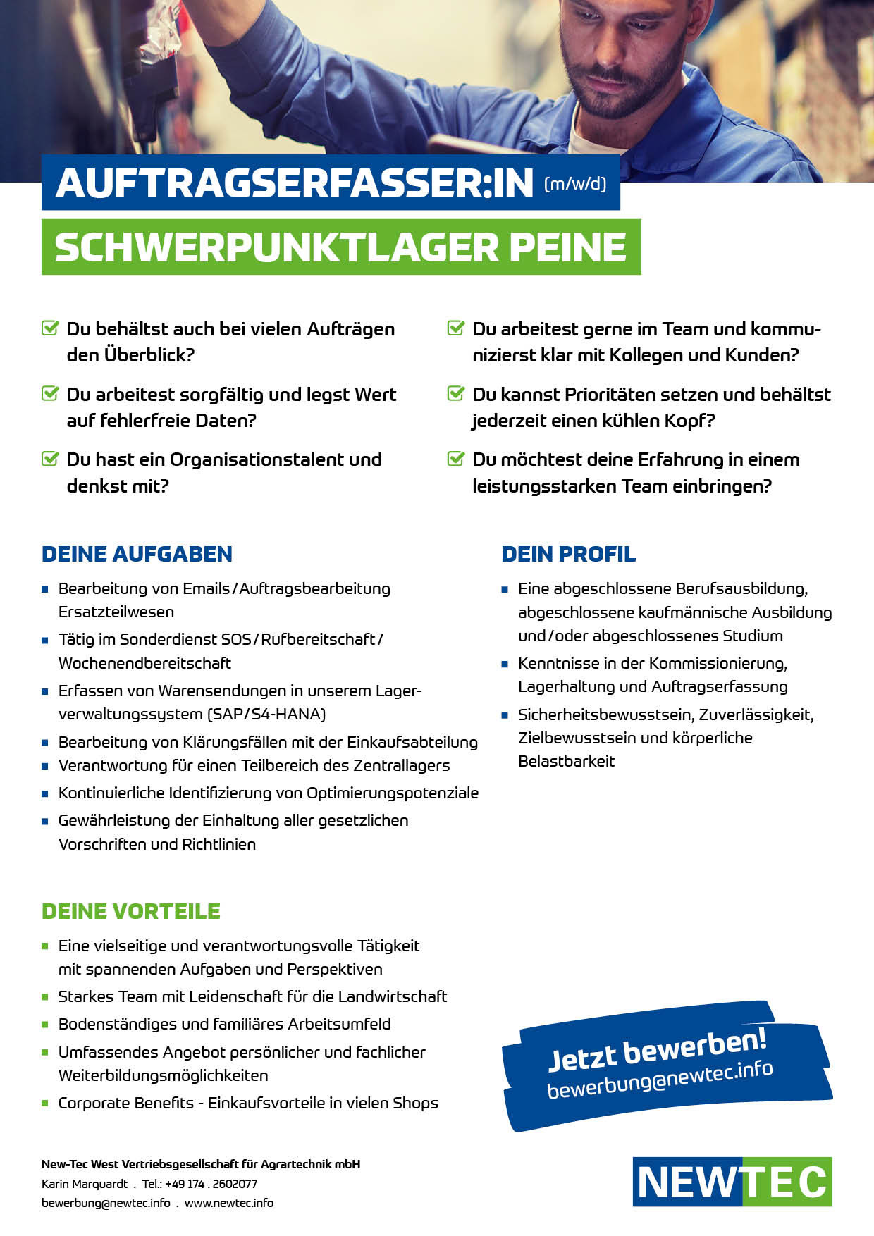 NEWTEC_Stellenanzeige_Auftragserfasser_SPL_Peine