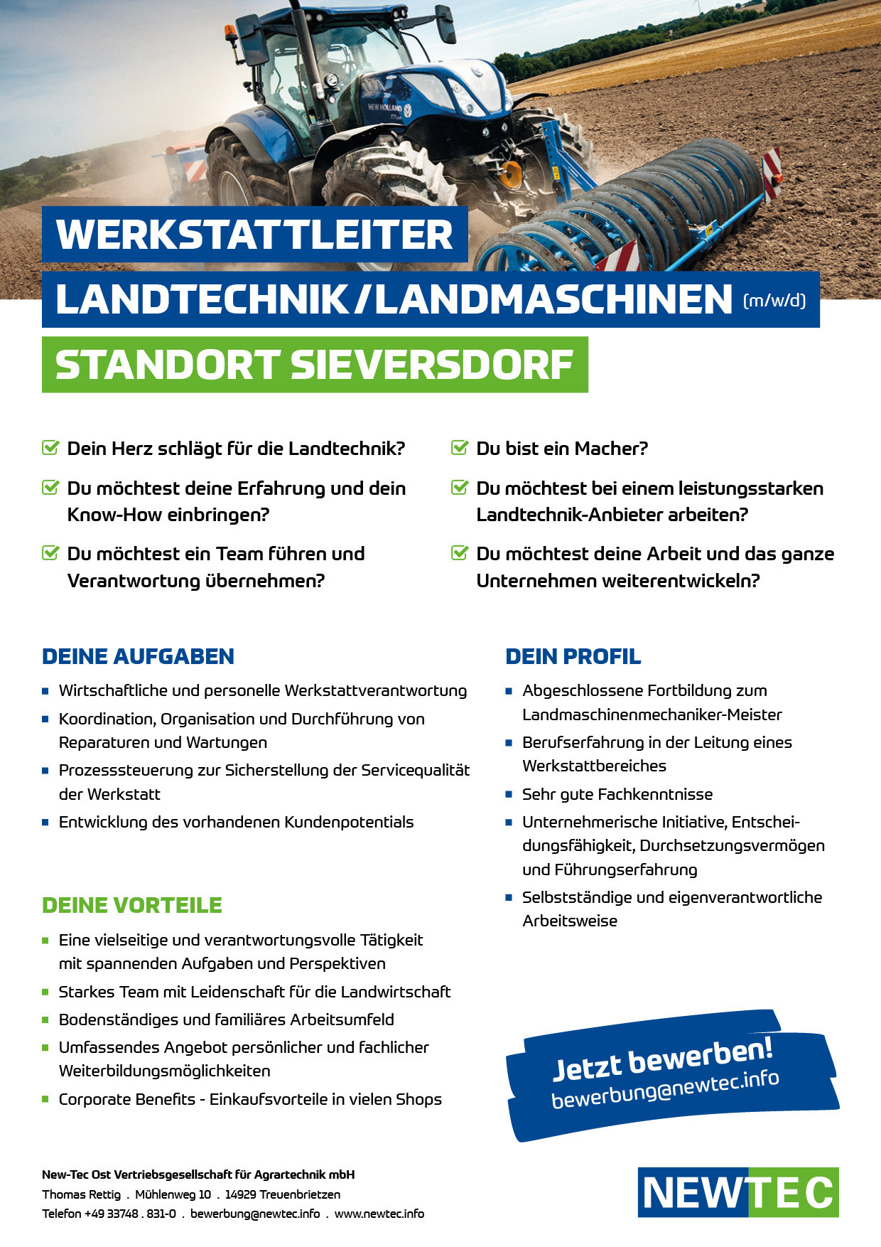 NEWTEC_Stellenanzeige_Werkstattleiter_Landtechnik_Landmaschinen_Sieversdorf