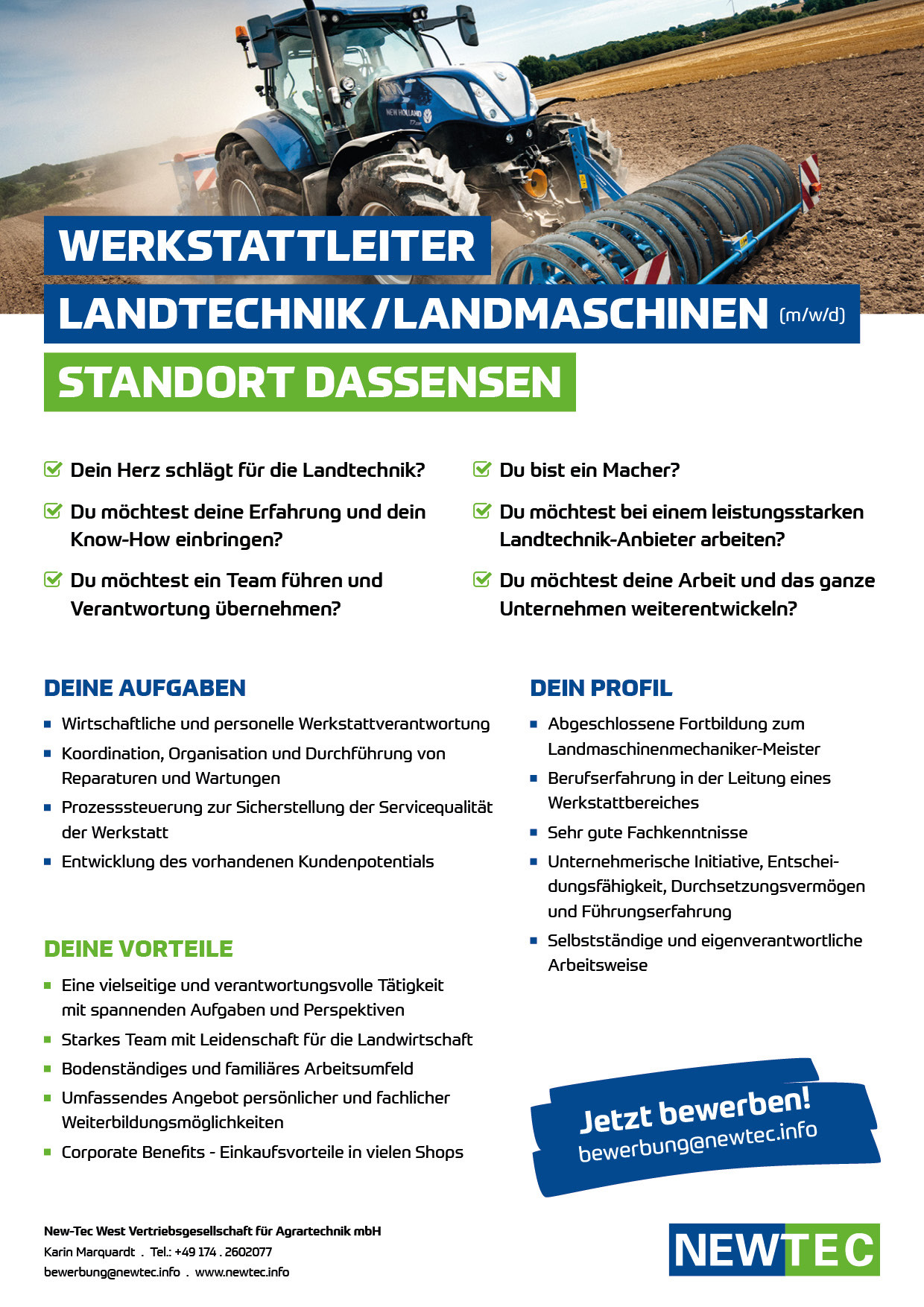NEWTEC_Stellenanzeige_Werkstattleiter_Landtechnik_Landmaschinen_Dassensen